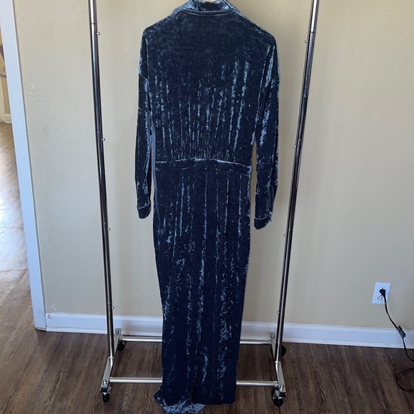 Long Slate blue slit dress - Picture 3 of 4